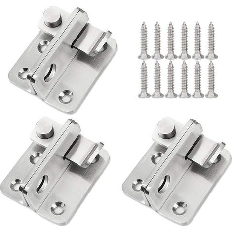 Cerradura de puerta de 3 piezas, pestillo de puerta, cerrojo, cerradura de puerta, candado, pestillo de palanca, pestillo antirrobo de acero inoxidable con tornillos para varias puertas, apertura izqu (1/5)