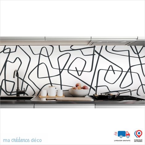 Crédence : Lignes fluides - Couleur Gris anthracite - Alu composite - 60 - 120 (1/3)
