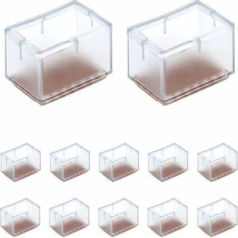 Lot de 12 patins en silicone pour pieds de chaise rectangulaires – Largeur 24-30mm x Longueur 39-47mm – Antidérapants pour sols durs (1/5)