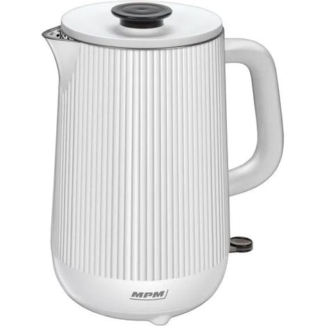 MPM - Hervidor eléctrico silencioso de doble pared de acero inoxidable - 1,7 litros - 1800W - Coolwall (blanco), MCZ-115 (1/5)