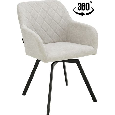 Silla giratoria tapizada en tela panko beige. (1/5)
