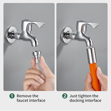 Tuyau d'extension flexible en silicone avec joint étanche et douchette à 360° pour robinet. (1/5)
