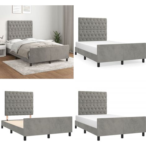 Bettgestell ohne Matratze Hellgrau 120x190 cm Samt - Samtbett - Doppelbett - Boxspringbetten - Hochbett - Kinderbett - Home & Living