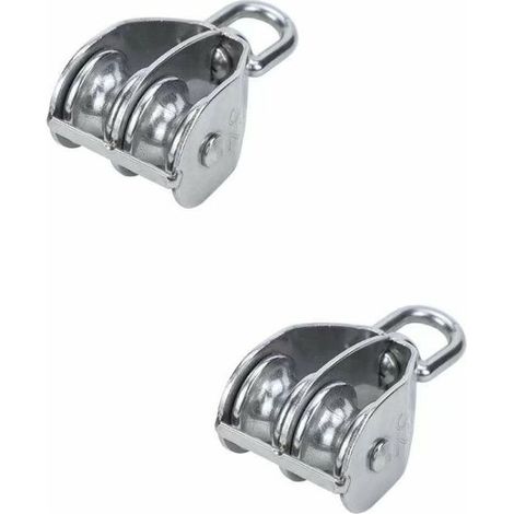 2Pcs Double Poulie Bloc M20 Poulie Fixe En Acier Inoxydable Double Roue De Levage Poulie pour Câble (1/5)
