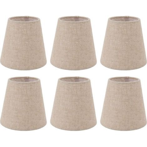 Lot de 6 abat-jours en lin pour ampoules E14 – Diamètre 14cm – Hauteur 13cm – Installation facile sur lampes et lustres (1/5)