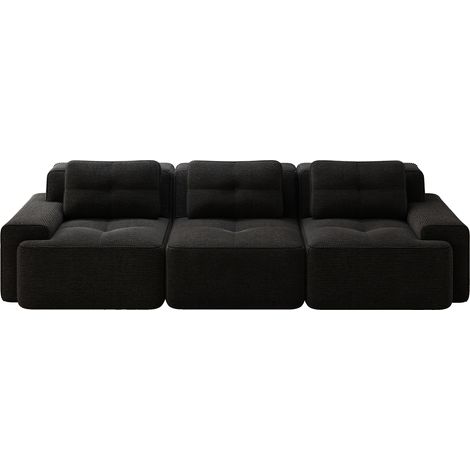 ELVMI Modulares Ecksofa 3-Sitzer mit Tiefer Sitzfläche und Rutschfester Basis aus Cordstoff Schwarz (1/5)