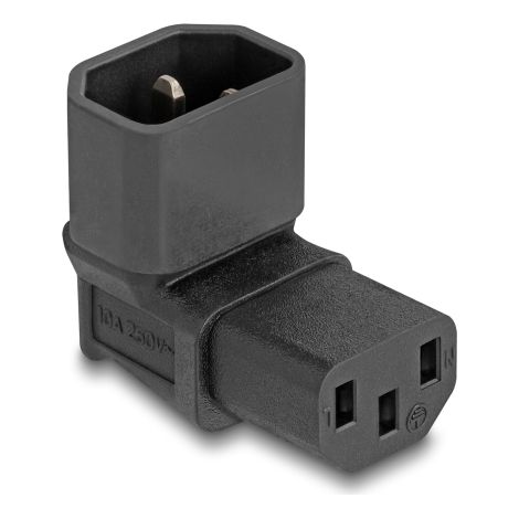 Delock Adaptador de poder IEC 60320 - C14 a C13, macho / hembra, 10 A, en Ã¡ngulo de 90Â°