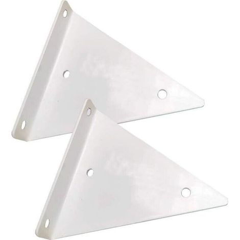 Support mural triangulaire en métal blanc pour étagère flottante – 2 pièces (8 x 10 cm), fixation discrète sans vis apparente (1/4)