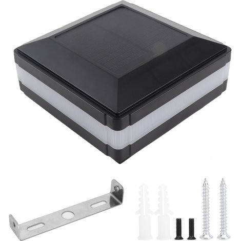Lampe de poteau LED solaire à induction bicolore pour clôture, étanche IP65, noire (blanc chaud, bleu) (1/5)