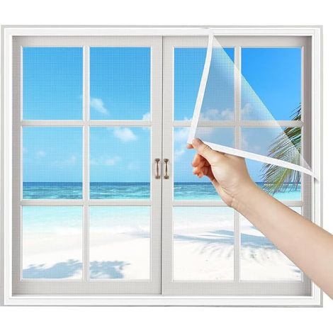 Mosquitera enrollable para ventanas de 80x120 cm, color blanco, con adhesivo. (1/5)
