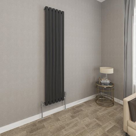 1600x354mm Black Single Oval Column Radiator Vertical Modern Central Heating Radiators (1/5)