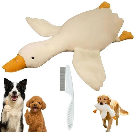 Jouet pour chien canard blanc, grand jouet pour chien oie blanche en peluche, poupée réaliste en forme d'oie, convient aux chiens à mâcher et avec laquelle jouer, mignon jouet en peluche canard, convi (1/5)