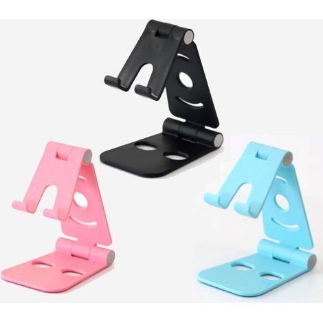 Set mit 3 Handy- und Tablet-Ständern, verstellbare, tragbare Tischständer mit mehreren Winkeln, kompatibel mit iPhone 12, 11 Pro, XS, XS Max, XR, X, 8, 7, 6S Plus, Samsung Smartphones (Schwarz+Pink+Bl (1/5)