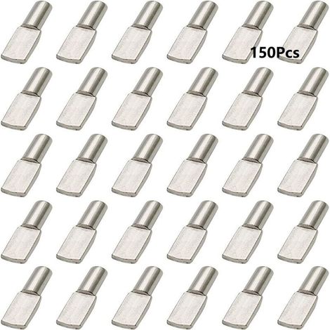 150 pcs Support Etagere, Taquet Etagere 5mm, Cheville de Support Goupille Etagere en Métal Nickelé Plaqué Forme de Cuillère, Étagère Broches pour Meubles Placard Bibliothèque (1/5)