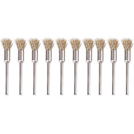 Lot de 30 brosses métalliques allongées en forme de stylo, en acier et cuivre, pour le nettoyage, le décapage de la rouille et de la peinture, et le polissage d'outils rotatifs. (1/5)