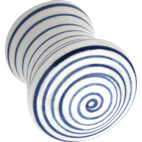 Knopf Paris ø 29 mm, Tiefe 34 mm, Porzellan weiß blau gestreift (1/3)