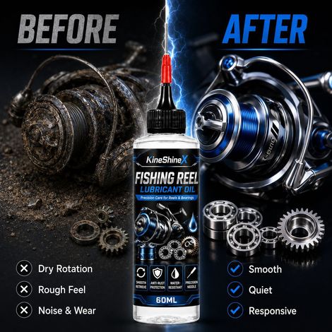 KineShineX fishing reel lubricant: waterproof, rustproof, noise-reducing, smooth, lure fishing reel maintenance oil, wear-resistant. (1/5)