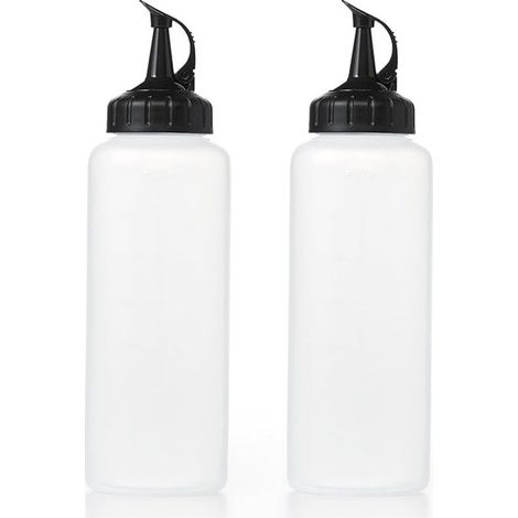 Bottiglia flessibile decorativa – Bottiglia per salse – Trasparente, grigia 350 ml (1/5)