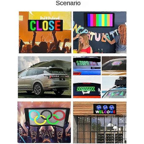Panneau d'affichage LED flexible à défilement pour voiture, incompatible avec les panneaux publicitaires lumineux pour lunette arrière A (1/5)