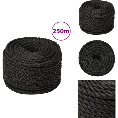 Corde de travail Noir 12 mm 250 m polypropylène - Corde De Travail - Corde Noire - Corde En Polypropylène - Corde Épaisse - Corde Résistante (1/5)