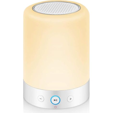 Lampe de chevet MRCOOL avec haut-parleur Bluetooth et veilleuse, éclairage LED multicolore dimmable, lecteur MP3, cadeau idéal pour hommes, femmes, ados et enfants. (1/5)