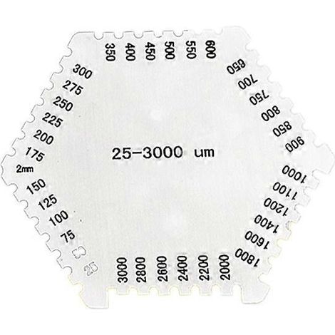 Peigne hexagonal de haute précision en acier inoxydable pour film humide, outil de mesure d'épaisseur 25-3000 µm-Silver (1/4)