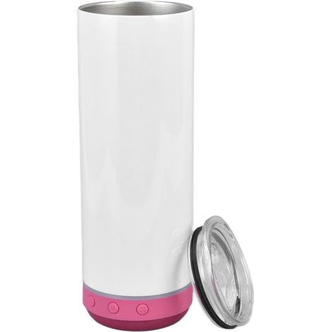 Tasse de haut-parleur Bluetooth 20oz, bouteille isolée de musique par Sublimation détachable et Portable en acier inoxydable, fond rouge (1/5)