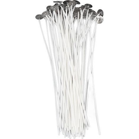 Mèches de Bougie en Coton, 20 Cm Pré-cirées avec Cire de Soja, Base à Languette Métallique, Amorcées et Prêtes, pour Fabrication de Bougies DIY, Bougies Parfumées en Pot (1/5)