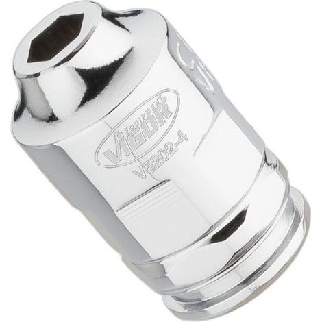 VIGOR Douille plate super fine V5202-4 Carré creux 6,3 mm (1/4 pouce) Profil hexagonal extérieur 4 (1/4)