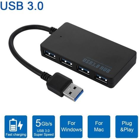 4 ports USB 3.0 Hub Ultra Slim Data Expansion Cable Splitter Adapter 5Gbps haute vitesse AC1518 (1/3)