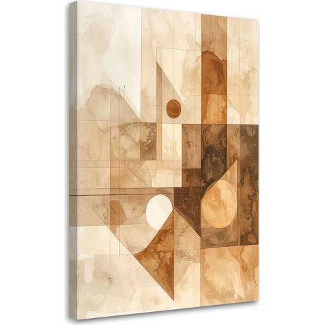 Toile Imprimée, Formes abstraites pastel dans les tons beige et marron,20x30 (1/4)