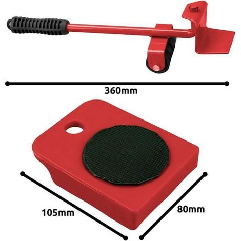 Soulève-Meuble - Roulettes Pour Meubles - Levier De Déplacement Pour Mobilier Et Portes - Charge Max 150 Kg - Kit Complet ×1 (1/4)