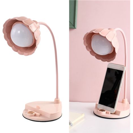 Lampe de lecture LED en forme de fleur, tactile, rechargeable par USB, pliable, idéale pour une chambre ou une résidence étudiante, rose (1/5)