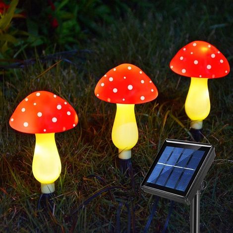 Lampe solaire champignon rouge, 8 modes, étanche, pour jardin et extérieur [Classe énergétique A++] (1/5)