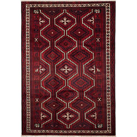 Tapis d'orient 222 x 322 cm, oriental, rouge, crème et noir, noué main en laine, authenticité persane, fabriqué en Iran (1/5)