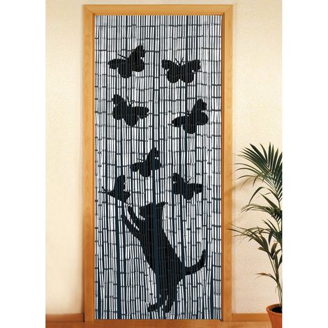 Wenko – Rideau de porte en bambou 90 x 200 cm – Laisse circuler l'air – Préserve des insectes et regards extérieurs – Fixation facile