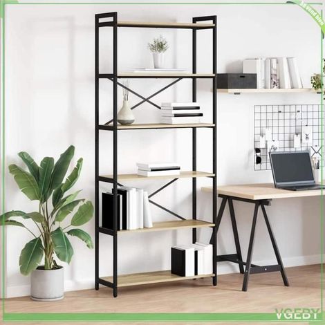 Bibliothèque - Chêne sonoma - 80 x 30 x 188 cm - Bois d'ingénierie - Design industriel (1/5)