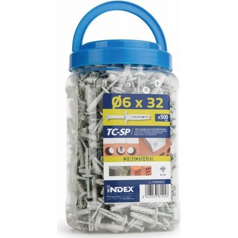 (6X32) TACO CLAVABLE DE ALTA EXPANSION BOTE DE PLASTICO(UND) - INDEX