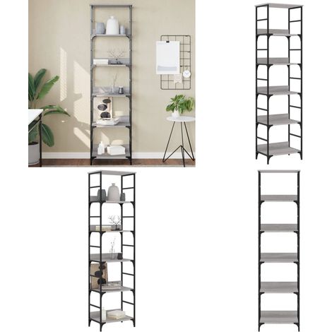 Bücherregal Grau Sonoma 50x33x188,5 cm Holzwerkstoff - Bücherregal - Industrielles Regal - Regal Grau - Holzwerkstoff Regal - Regal Für Wohnzimmer - Home & Living (1/5)