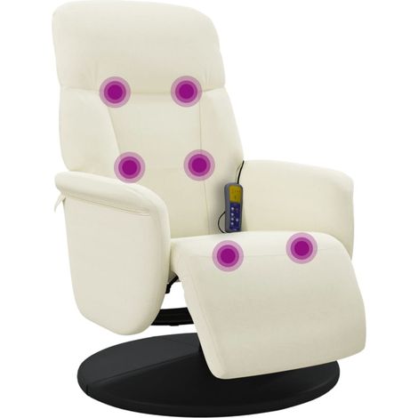 Fauteuil de Salon,Chaise,Fauteuil inclinable de massage avec repose-pieds crème velours CFW810000 (1/5)