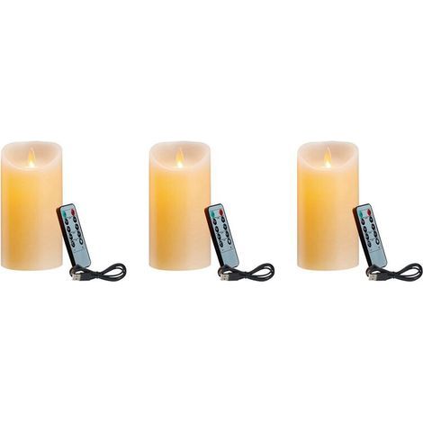 3X Bougies LED, Bougies Sans Flamme Scintillantes, Bougie Rechargeable, Bougies en Cire Véritable avec Télécommande, 10 cm A (1/4)
