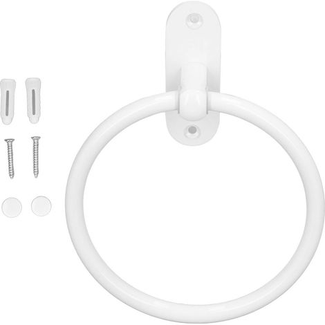 Porte-serviettes de salle de bain en alliage d'aluminium, gain de place, blanc, Style élégant, anneaux à main pour salle de bain, hôtel (1/5)