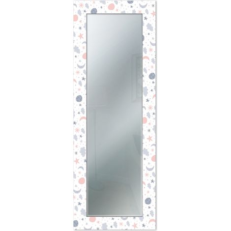Lupia - Specchio da Parete Moderno MIRROR FANTASY BABY ASTRONOMY con Cornice Stampata in Legno Ideale per Camera da Letto e Ingresso Specchio Vero Vetro Cristallo, 44x127 cm, Vetro (1/4)