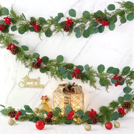 Weihnachtsgirlande Eukalyptus mit Beeren & Tannenzapfen, 180cm, künstlich (1/5)