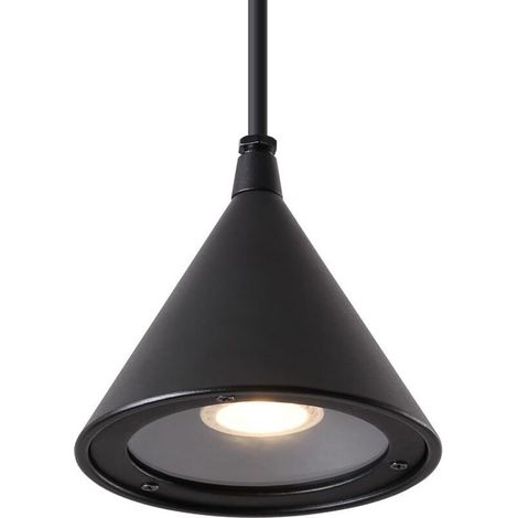 Suspension Luminaire GU10 IP44 Étanche Lustre Plafonnier LED 5W Blanc chaud Lampe Suspendue Extérieure pour Salon Chambre Cuisine Restaurant Bar Couloir, Aluminium, Noir
