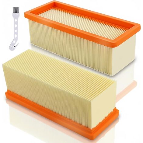 Lot de 2 filtres plissés plats pour Kärcher A 2701, A 2731 pt, A 2801 plus, se 2001, se 3001, se 5100, se 5001, se 6100 - Filtre de rechange pour aspiration humide et sèche - Accessoires 6.414-498.0 (1/5)