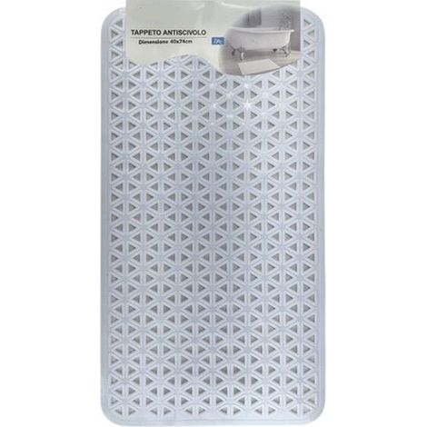 Cleafe - Tappeto Antiscivolo Intreccio Geometrico Bianco Per Vasca Da Bagno Doccia 40x74cm 10797 -