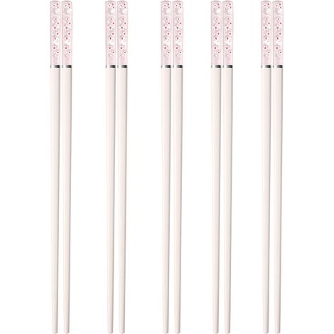 5 paires baguettes réutilisables en fibre de verre, compatibles lave-vaisselle, usage alimentaire, légères, design floral japonais (1/5)