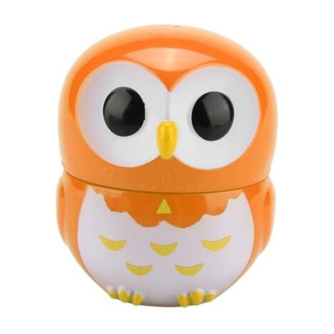 Minuteur de cuisine manuel - motif hibou mignon - plan de travail pour la cuisine (orange)