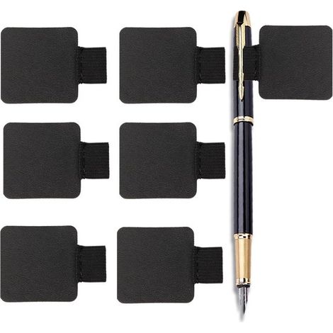 Lot de 6 porte-stylos autocollants - Porte-stylos - Supports à crayons autocollants - Porte-stylos en silicone autocollant - Design élastique - Pour agenda, carnet, calendrier, tablette, murs, tables (1/5)